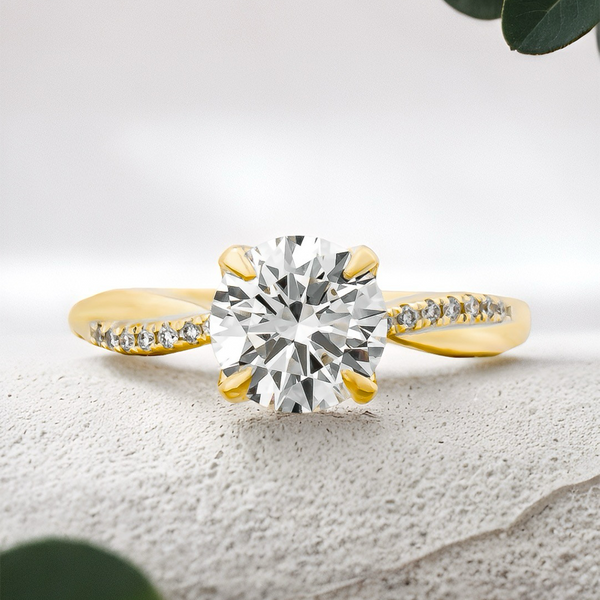 LUCCE FIORE™ Round Lab Diamond 1.52ct D VS1 Id IGI 18K Yellow Gold