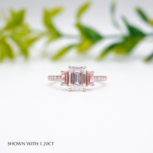 Load image into Gallery viewer, Emerald Moissanite Engagement Ring with Pink Sapphire in the Philippines
