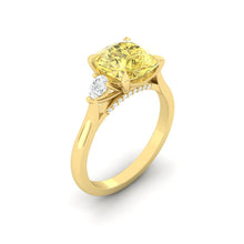 Load image into Gallery viewer, Sophia Cushion Sunburst Yellow Diamond
