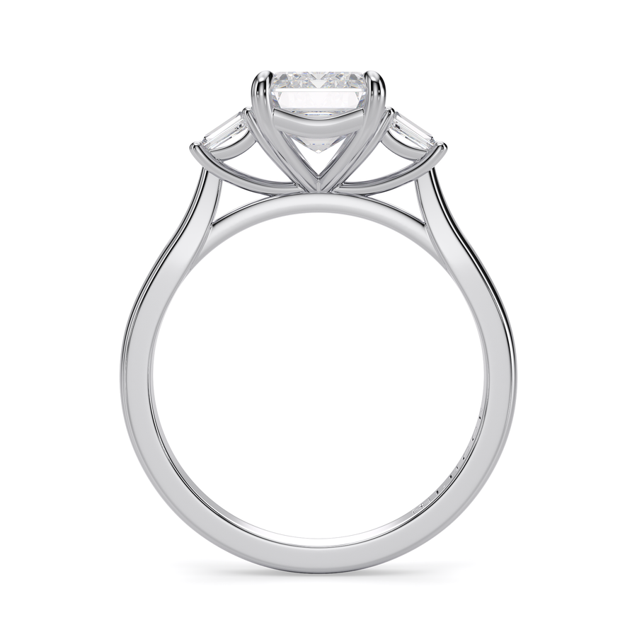 Load image into Gallery viewer, LUCCE Cathedral Three Stone Emerald Diamond Engagement Ring in Gold or Platinum
