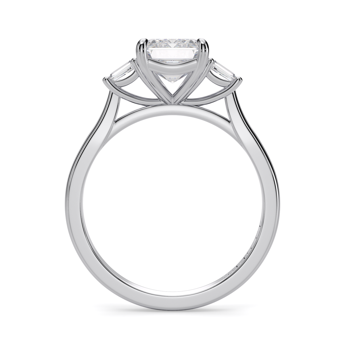 Load image into Gallery viewer, LUCCE Cathedral Three Stone Radiant Diamond Engagement Ring in Gold or Platinum
