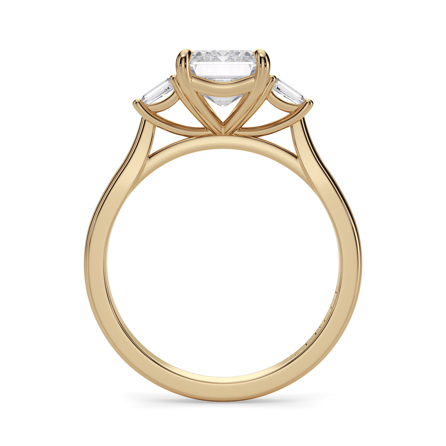 Load image into Gallery viewer, LUCCE Cathedral Three Stone Emerald Diamond Engagement Ring in Gold or Platinum
