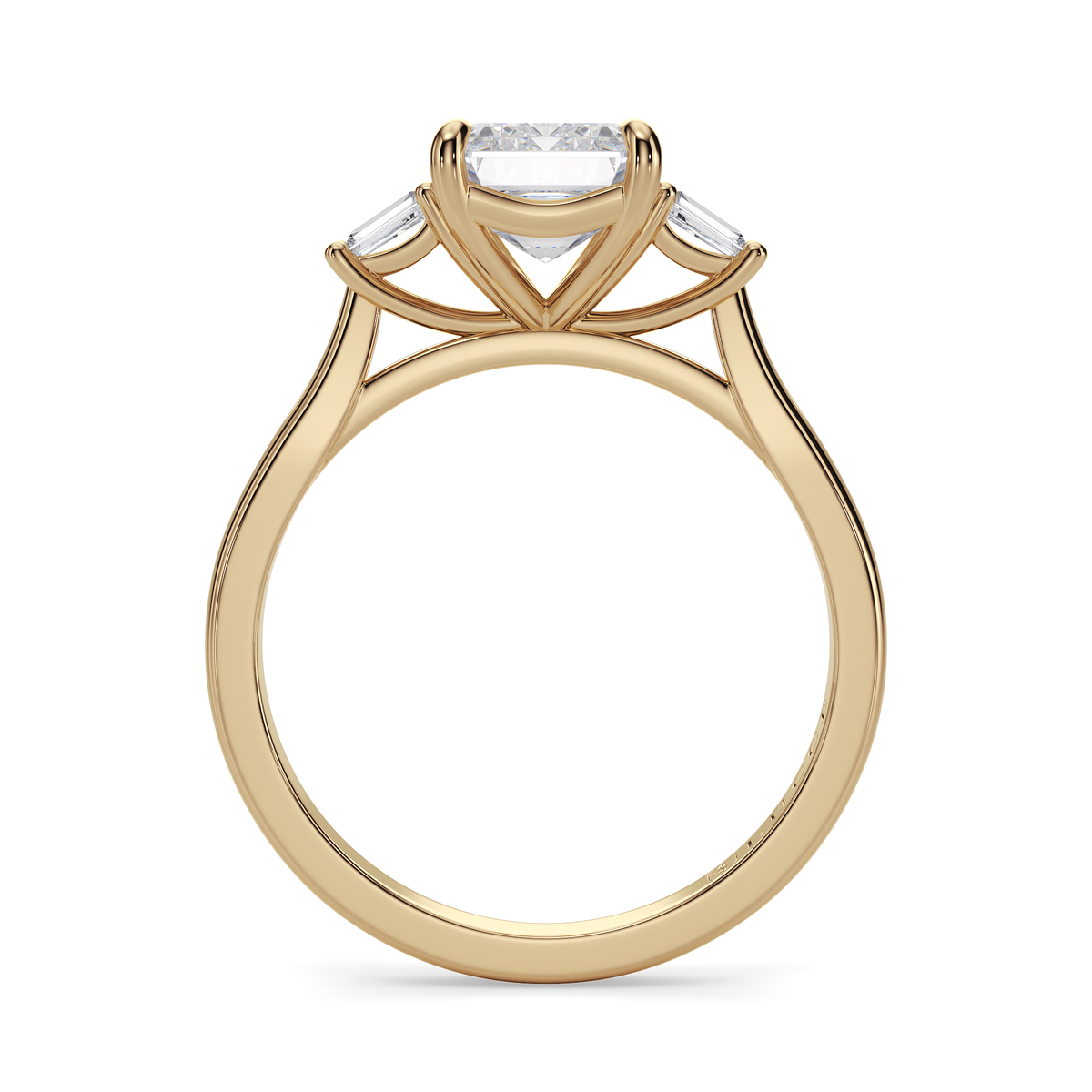 Load image into Gallery viewer, LUCCE Cathedral Three Stone Radiant Diamond Engagement Ring in Gold or Platinum
