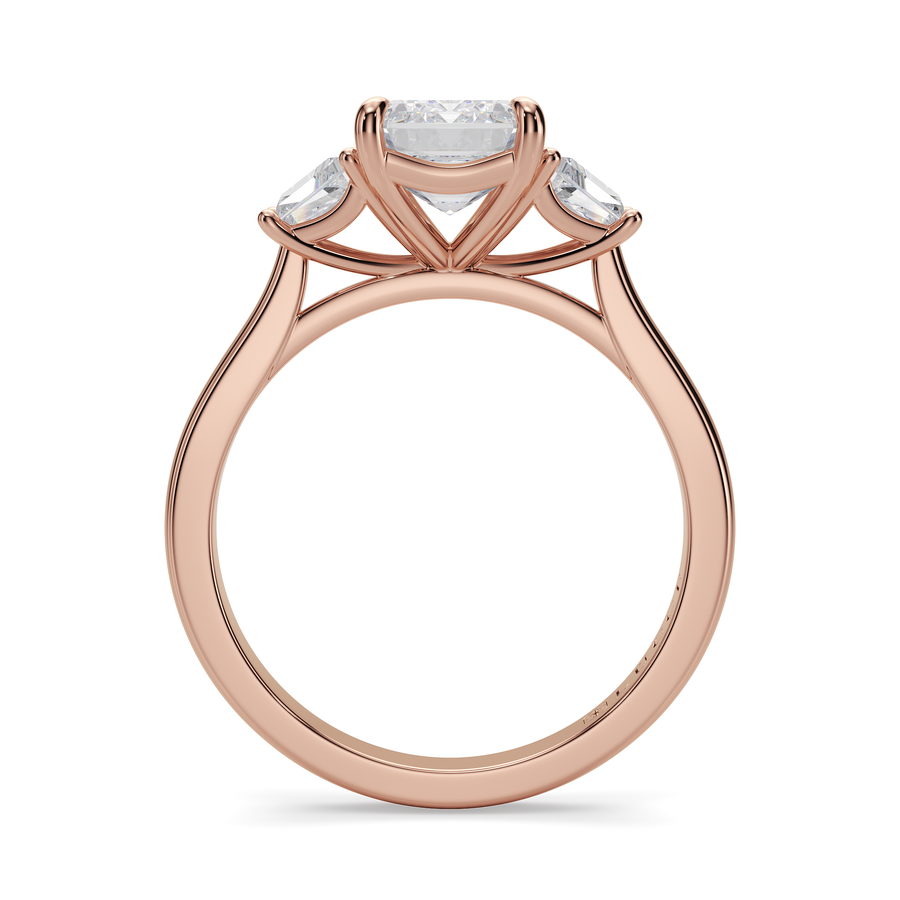 Load image into Gallery viewer, LUCCE Cathedral Three Stone Radiant Diamond Engagement Ring in Gold or Platinum
