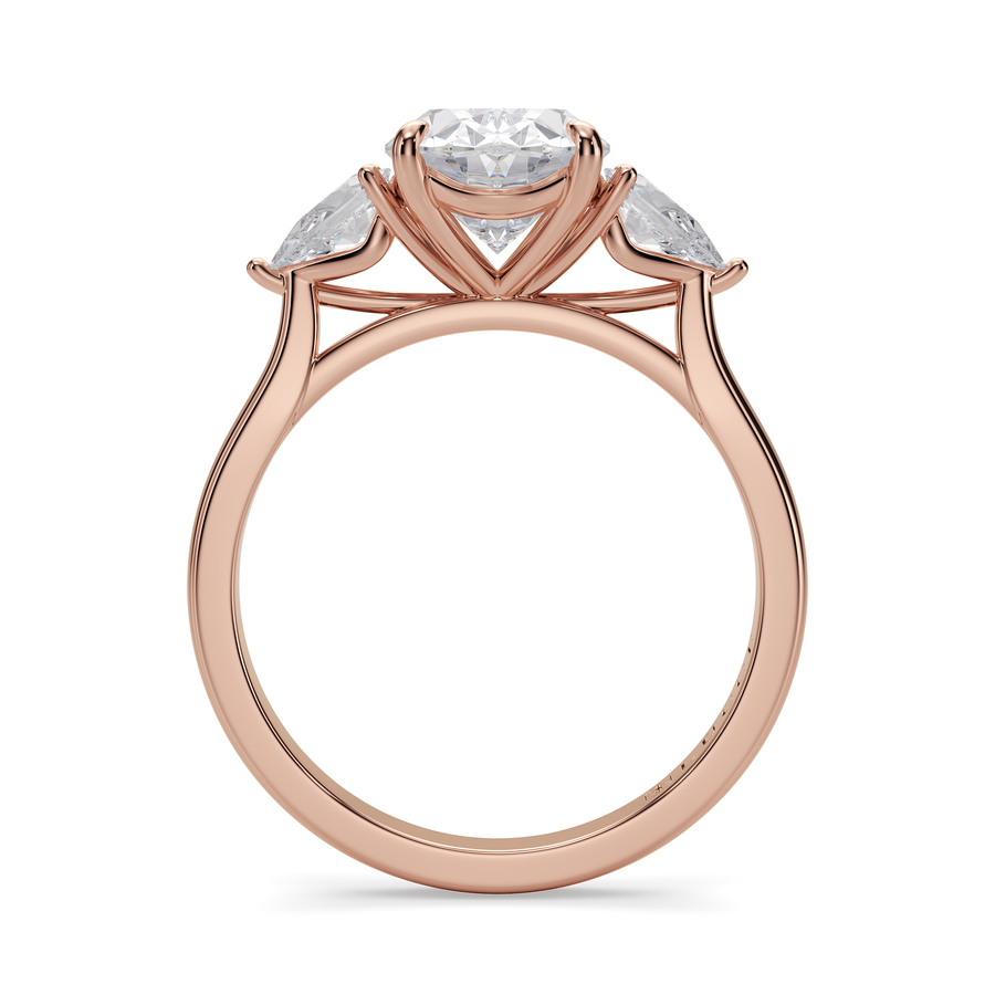 Load image into Gallery viewer, LUCCE Cathedral Three Stone Oval Diamond Engagement Ring in Gold or Platinum
