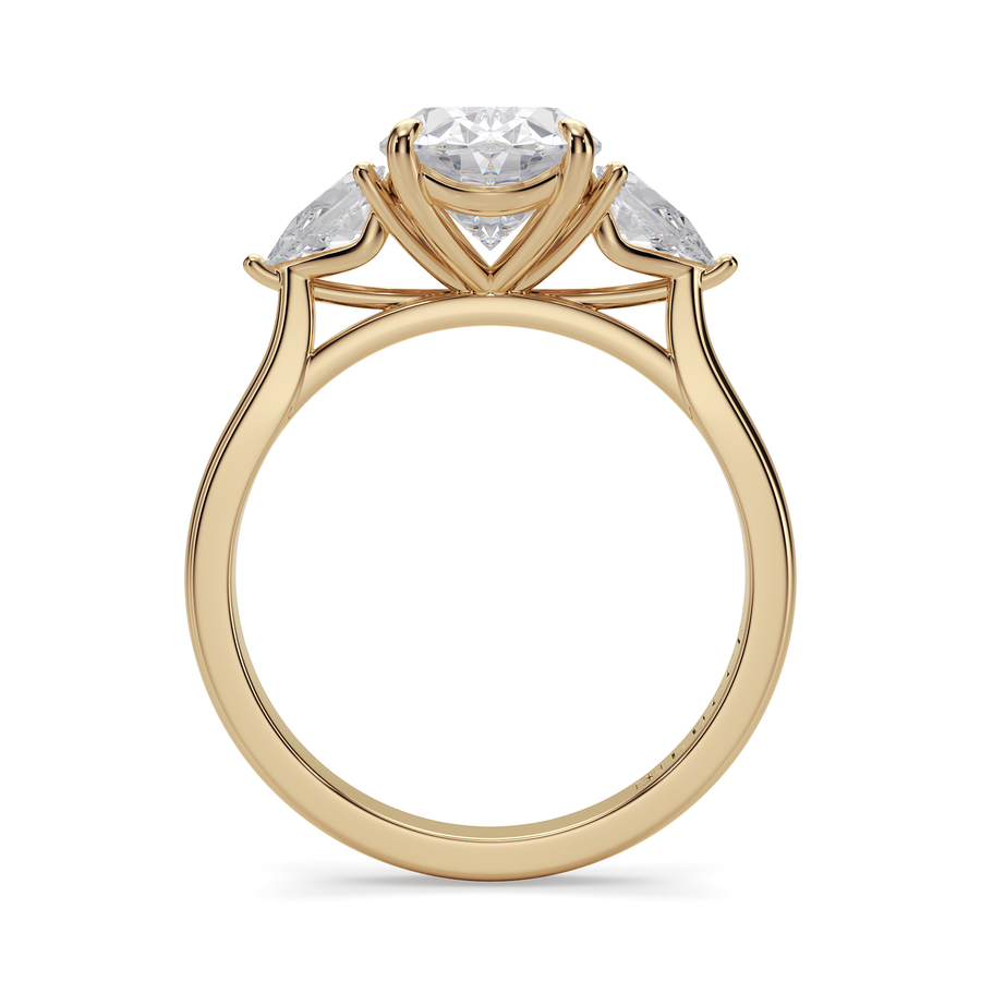 Load image into Gallery viewer, LUCCE Cathedral Three Stone Oval Diamond Engagement Ring in Gold or Platinum
