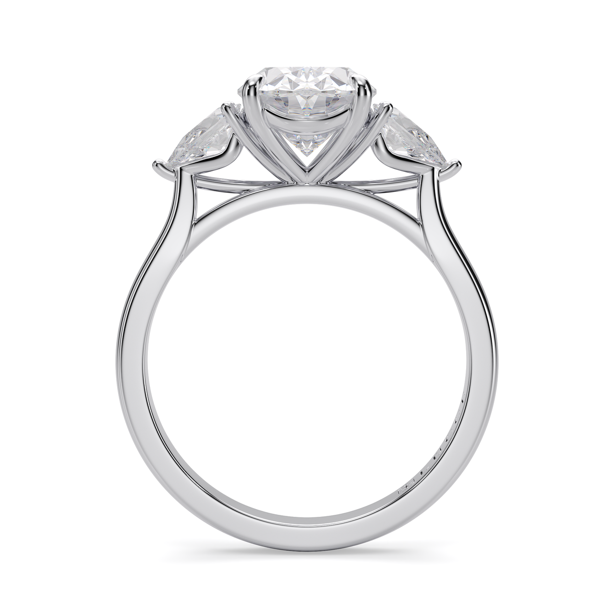 Load image into Gallery viewer, LUCCE Cathedral Three Stone Oval Diamond Engagement Ring in Gold or Platinum
