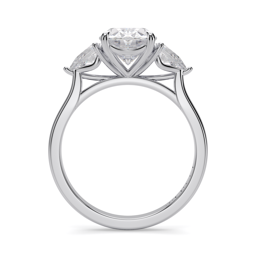 Load image into Gallery viewer, LUCCE Cathedral Three Stone Oval Diamond Engagement Ring in Gold or Platinum
