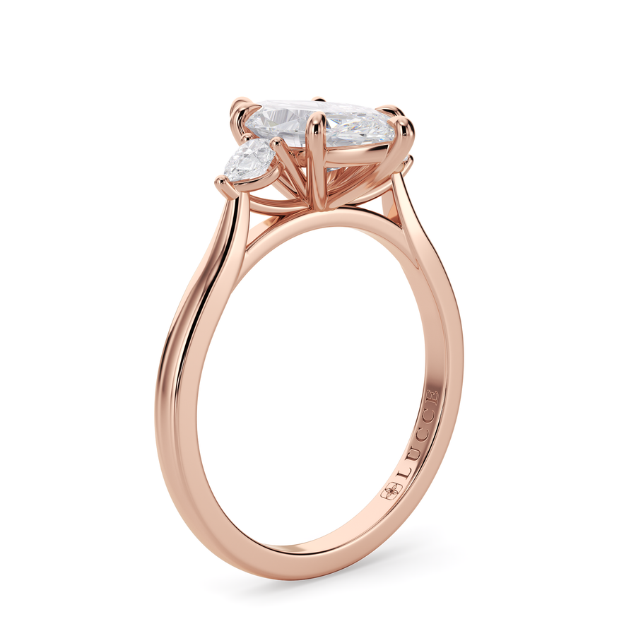Load image into Gallery viewer, LUCCE Cathedral Three Stone Marquise Diamond Engagement Ring in Gold or Platinum

