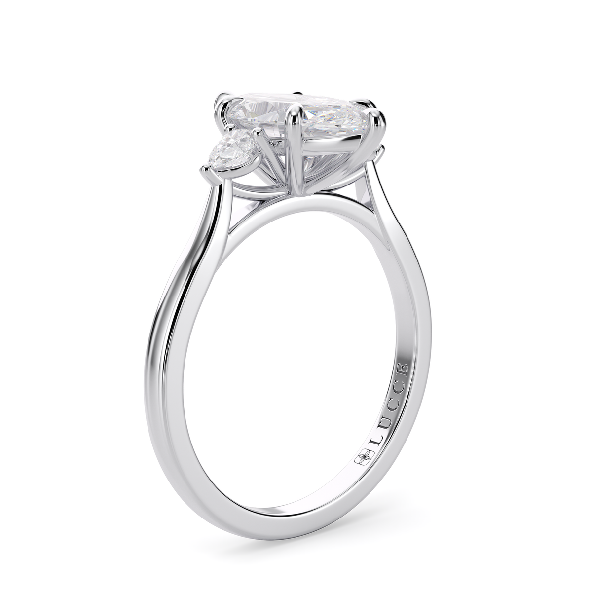 Load image into Gallery viewer, LUCCE Cathedral Three Stone Marquise Diamond Engagement Ring in Gold or Platinum
