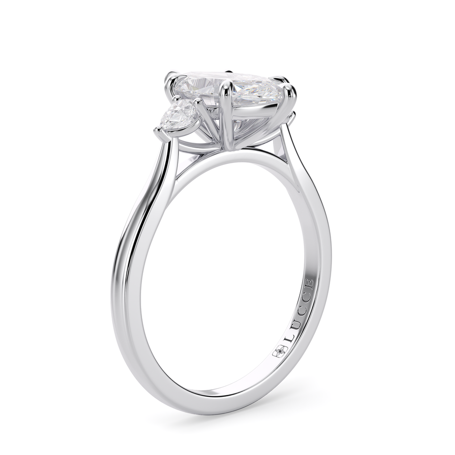 Load image into Gallery viewer, LUCCE Cathedral Three Stone Marquise Diamond Engagement Ring in Gold or Platinum

