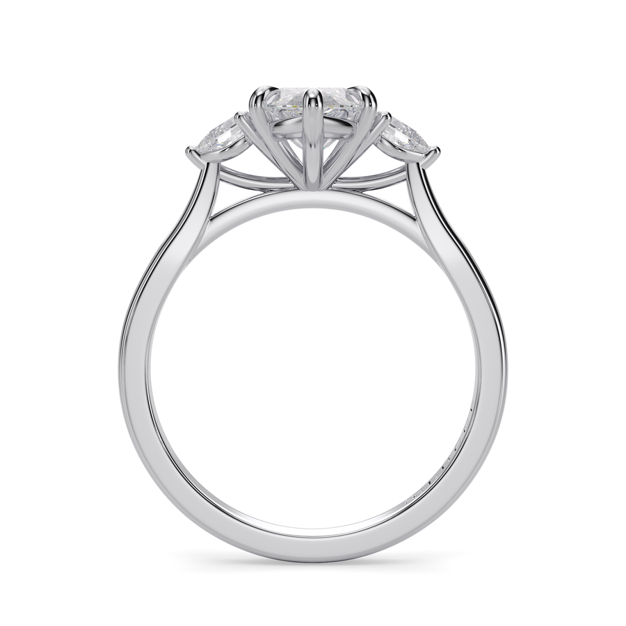 Load image into Gallery viewer, LUCCE Cathedral Three Stone Marquise Diamond Engagement Ring in Gold or Platinum

