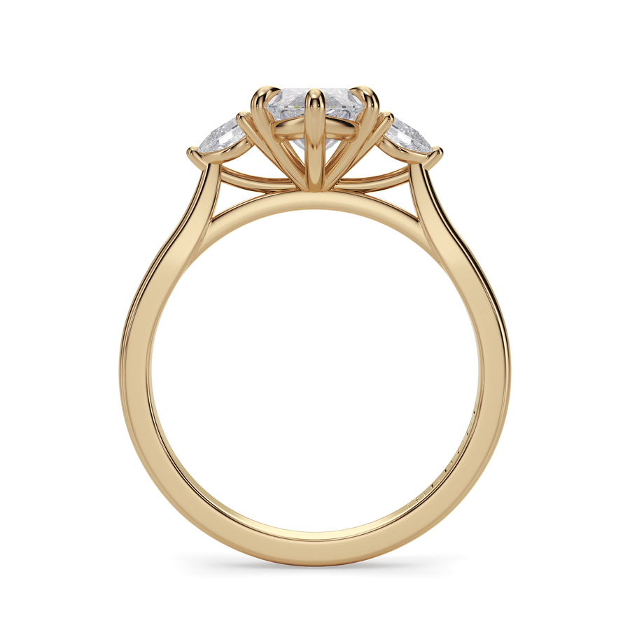 Load image into Gallery viewer, LUCCE Cathedral Three Stone Marquise Diamond Engagement Ring in Gold or Platinum
