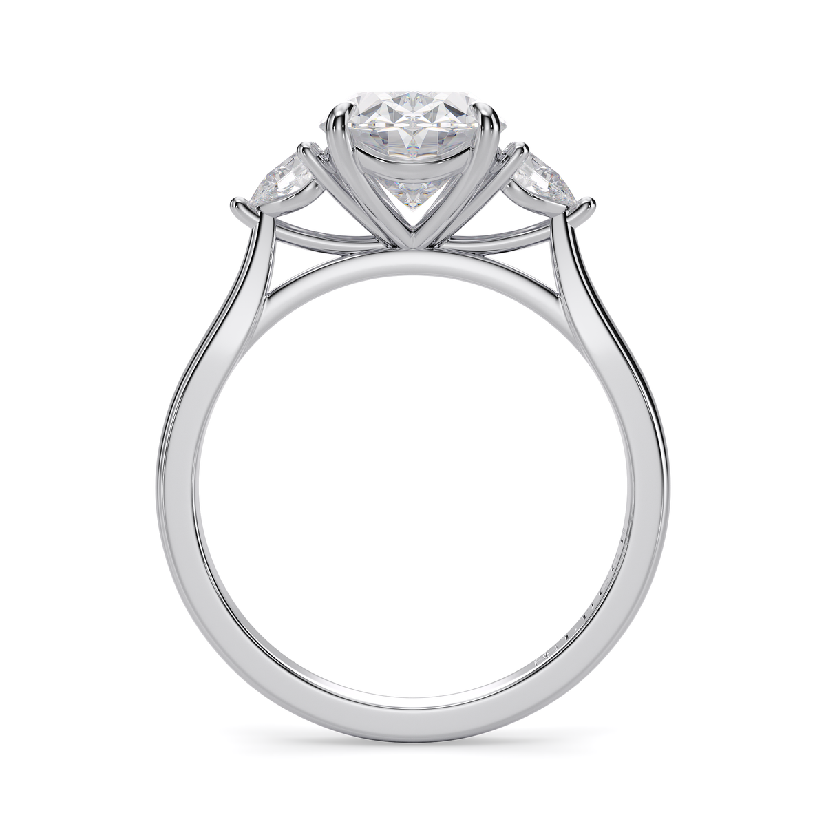 Load image into Gallery viewer, LUCCE Cathedral Three Stone Oval Diamond Engagement Ring in Gold or Platinum
