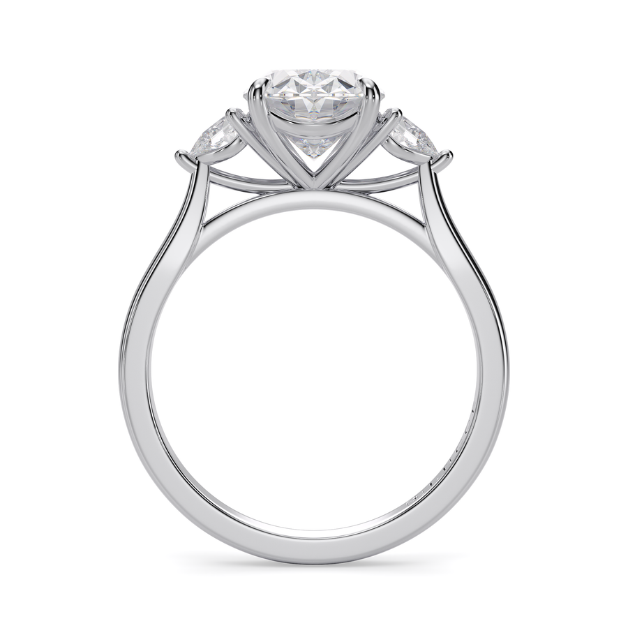 Load image into Gallery viewer, LUCCE Cathedral Three Stone Oval Diamond Engagement Ring in Gold or Platinum

