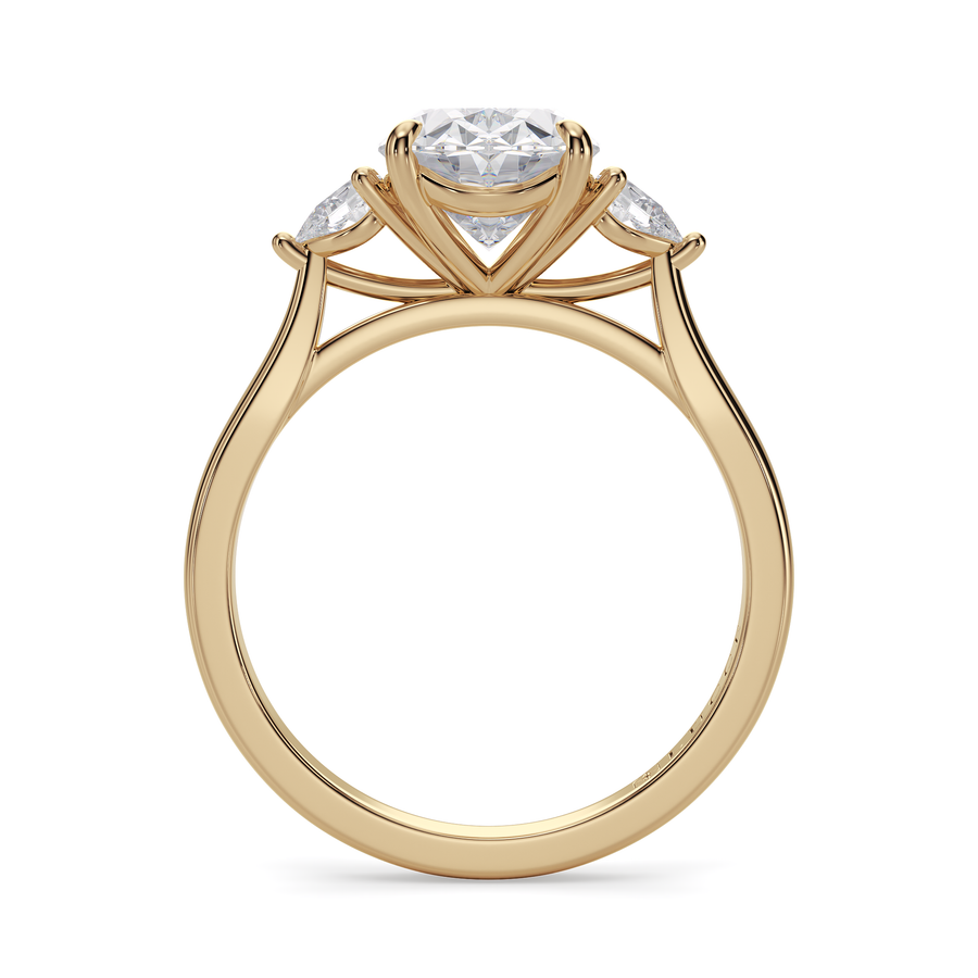 Load image into Gallery viewer, LUCCE Cathedral Three Stone Oval Diamond Engagement Ring in Gold or Platinum
