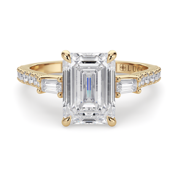 LUCCE SOPHIA™ Pavé Emerald Lab Diamond 1.03ct D VVS2 14K Yellow Gold