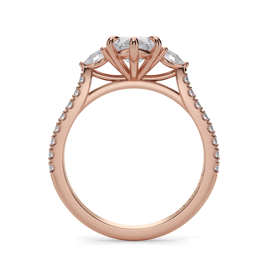 Load image into Gallery viewer, LUCCE Pavé Cathedral Three Stone Marquise Diamond Engagement Ring in Gold or Platinum
