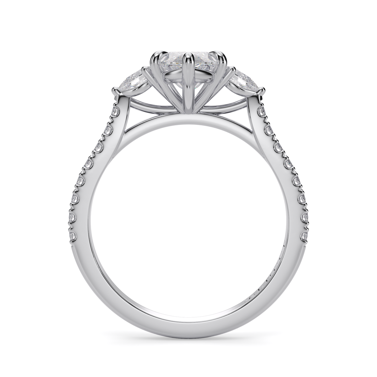 Load image into Gallery viewer, LUCCE Pavé Cathedral Three Stone Marquise Diamond Engagement Ring in Gold or Platinum
