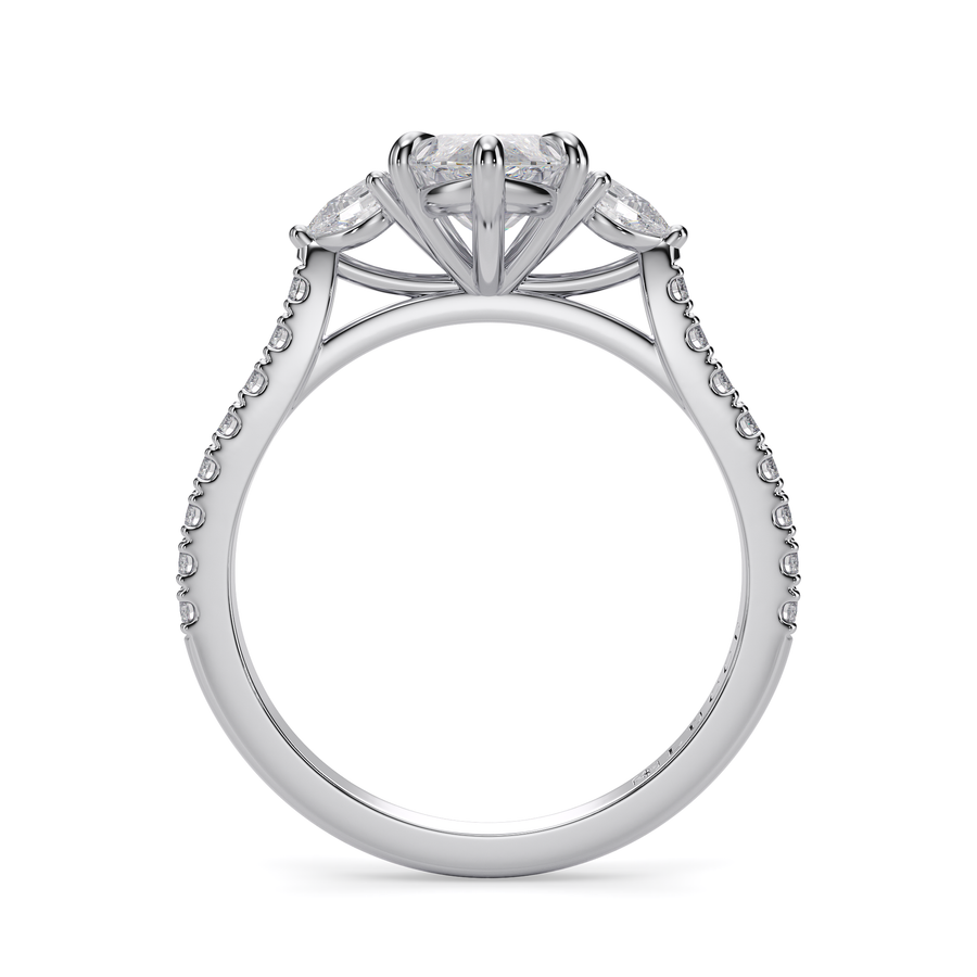 Load image into Gallery viewer, LUCCE Pavé Cathedral Three Stone Marquise Diamond Engagement Ring in Gold or Platinum
