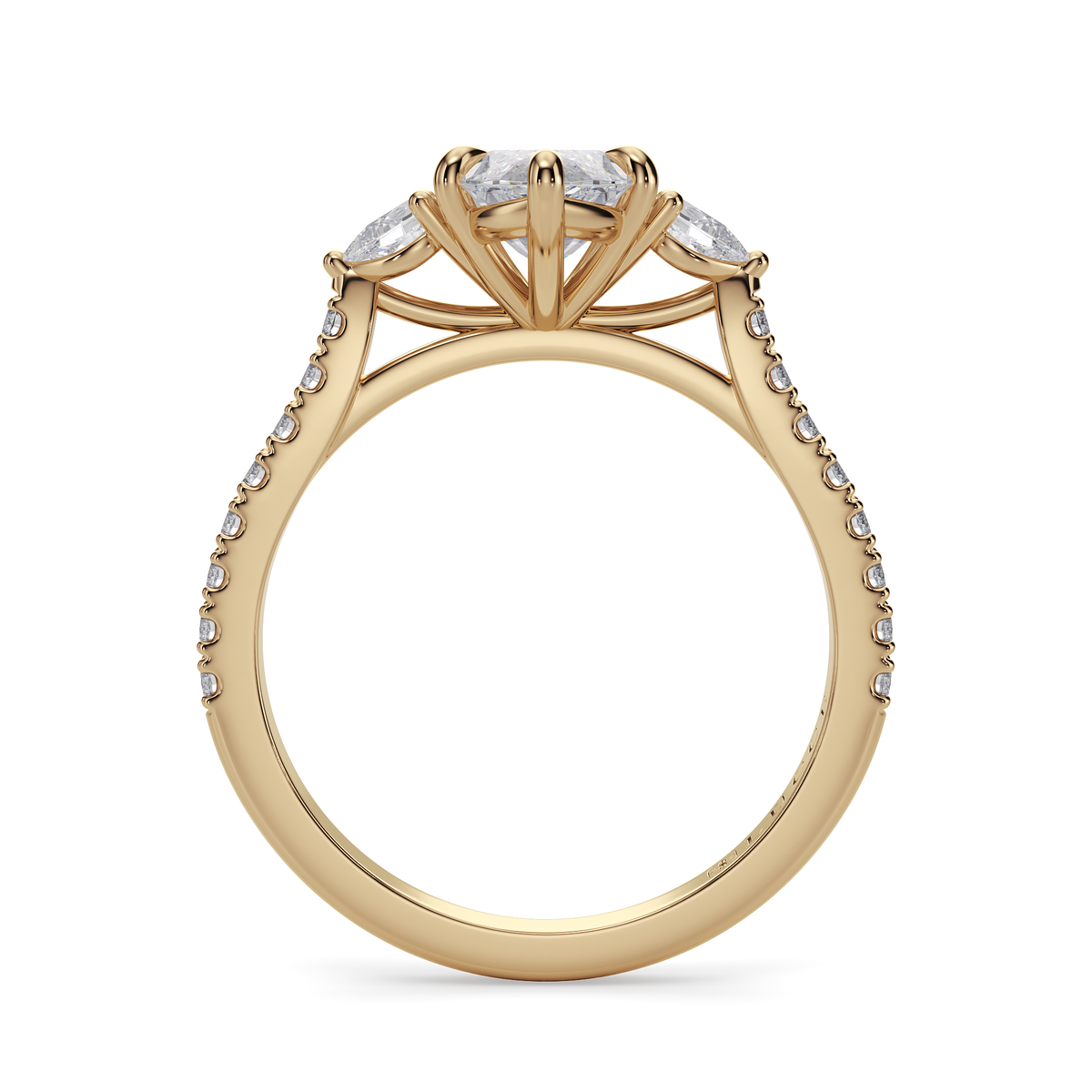Load image into Gallery viewer, LUCCE Pavé Cathedral Three Stone Marquise Diamond Engagement Ring in Gold or Platinum
