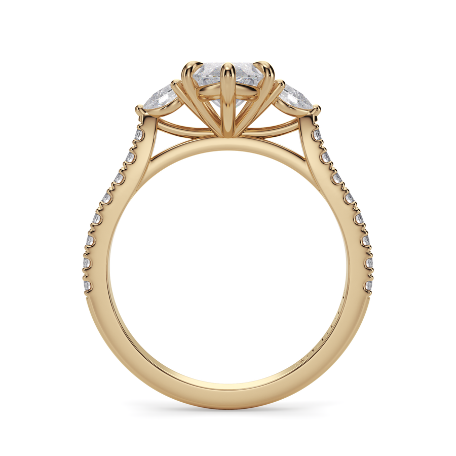 Load image into Gallery viewer, LUCCE Pavé Cathedral Three Stone Marquise Diamond Engagement Ring in Gold or Platinum
