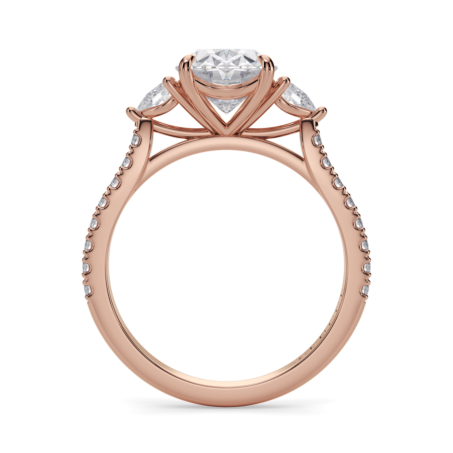 Load image into Gallery viewer, LUCCE Pavé Cathedral Three Stone Oval Diamond Engagement Ring in Gold or Platinum
