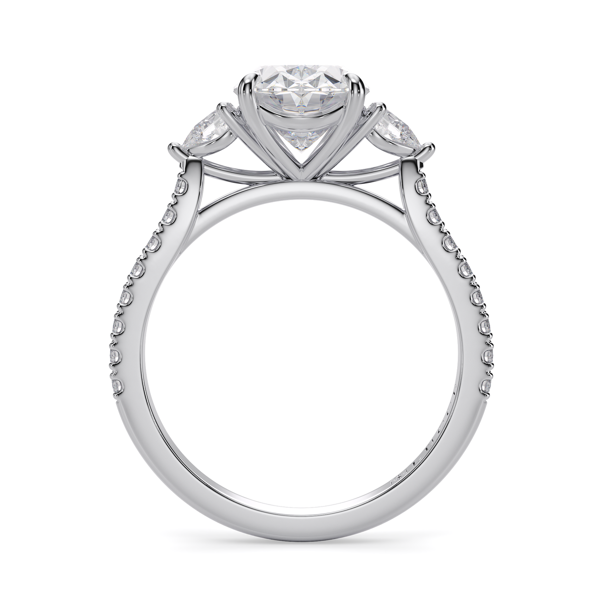 Load image into Gallery viewer, LUCCE Pavé Cathedral Three Stone Oval Diamond Engagement Ring in Gold or Platinum
