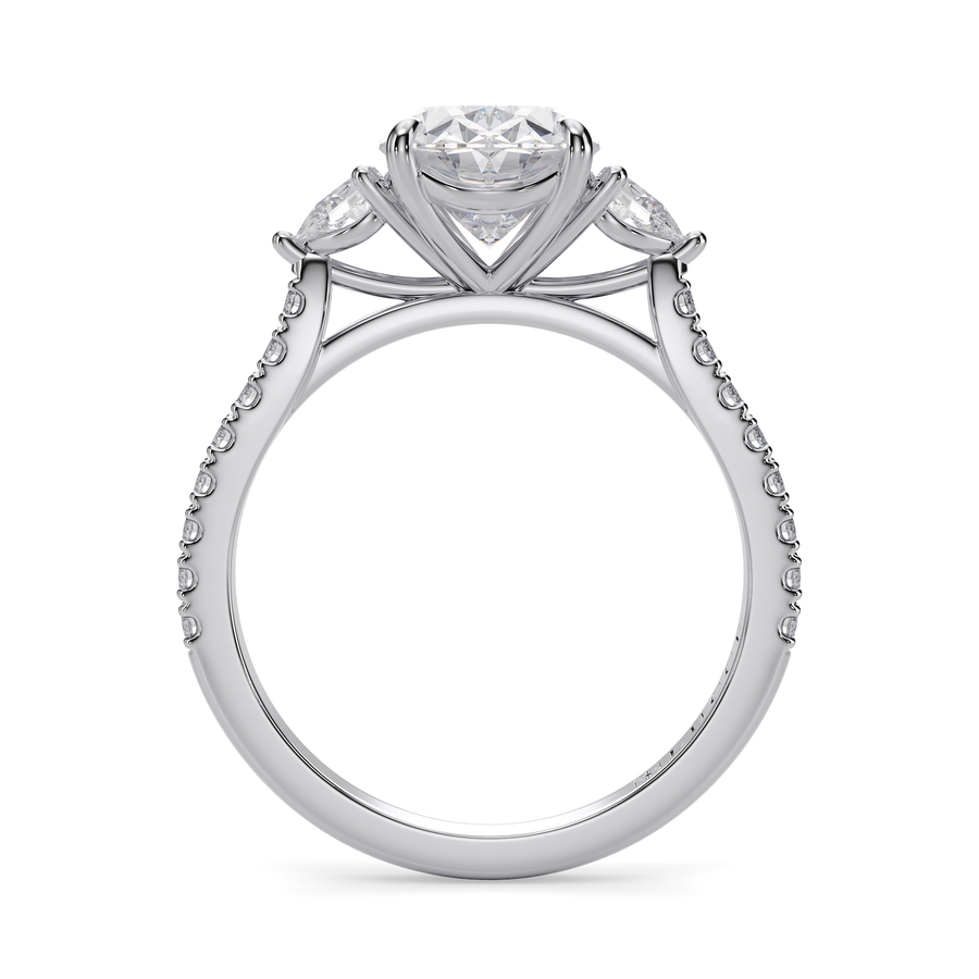 Load image into Gallery viewer, LUCCE Pavé Cathedral Three Stone Oval Diamond Engagement Ring in Gold or Platinum
