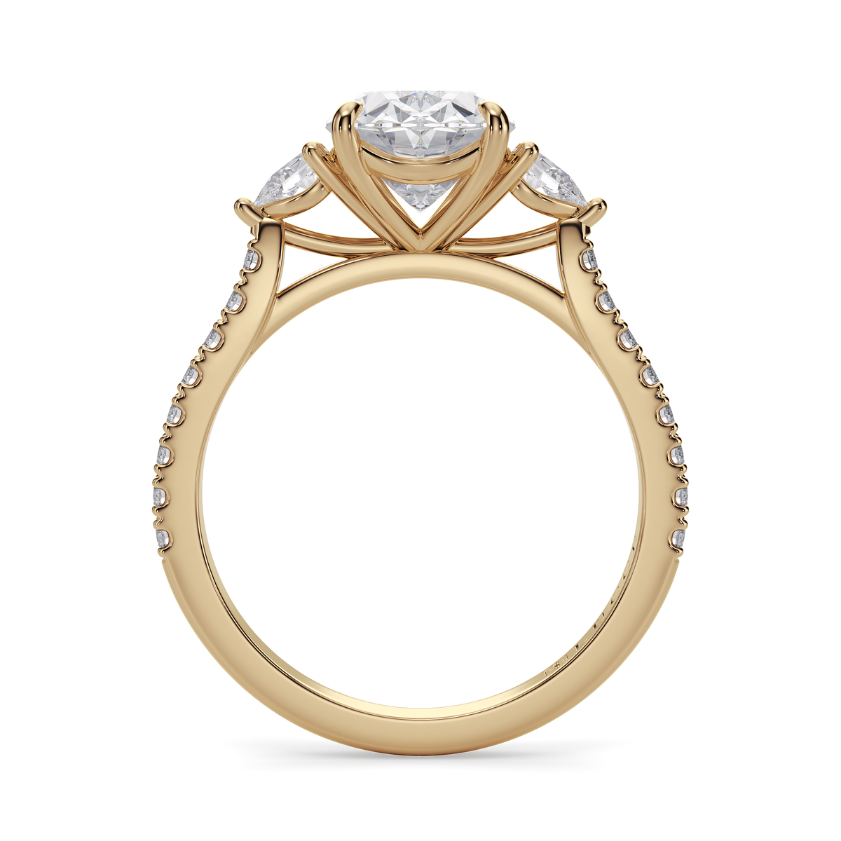 Load image into Gallery viewer, LUCCE Pavé Cathedral Three Stone Oval Diamond Engagement Ring in Gold or Platinum
