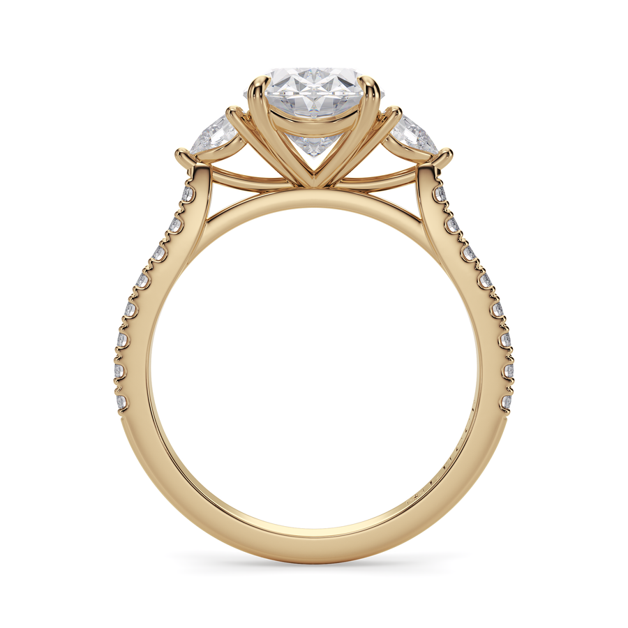 Load image into Gallery viewer, LUCCE Pavé Cathedral Three Stone Oval Diamond Engagement Ring in Gold or Platinum
