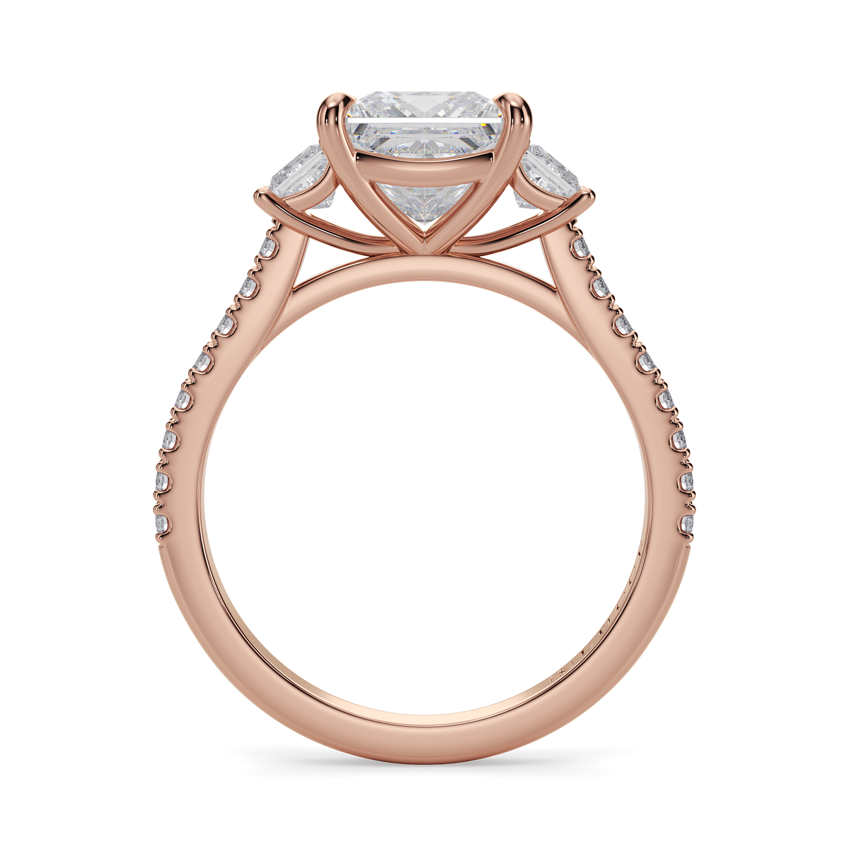 Load image into Gallery viewer, LUCCE Pavé Cathedral Three Stone Princess Diamond Engagement Ring in Gold or Platinum
