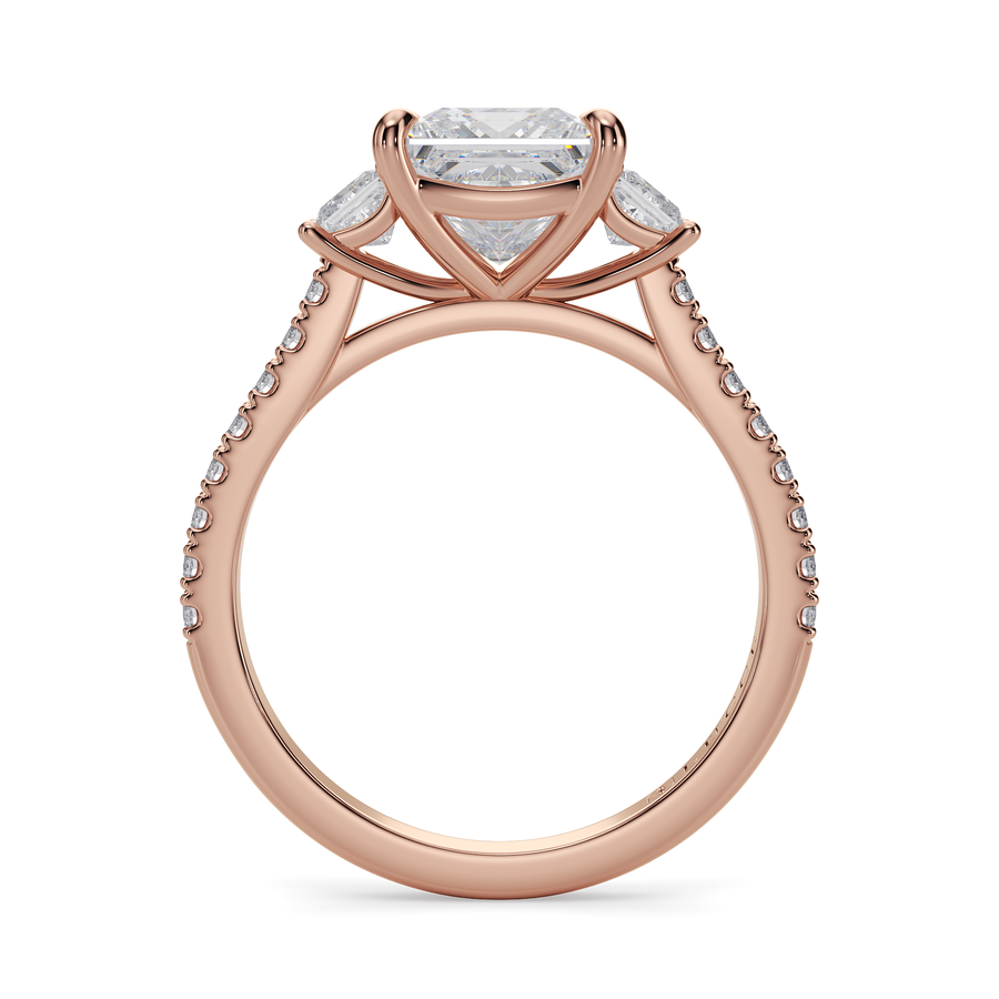 Load image into Gallery viewer, LUCCE Pavé Cathedral Three Stone Princess Diamond Engagement Ring in Gold or Platinum
