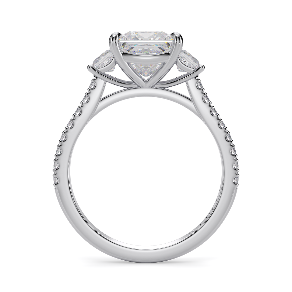 Load image into Gallery viewer, LUCCE Pavé Cathedral Three Stone Princess Diamond Engagement Ring in Gold or Platinum
