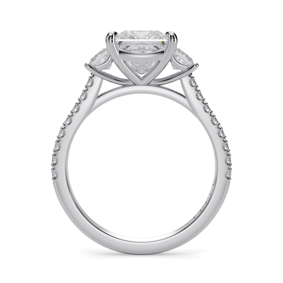 Load image into Gallery viewer, LUCCE Pavé Cathedral Three Stone Princess Diamond Engagement Ring in Gold or Platinum
