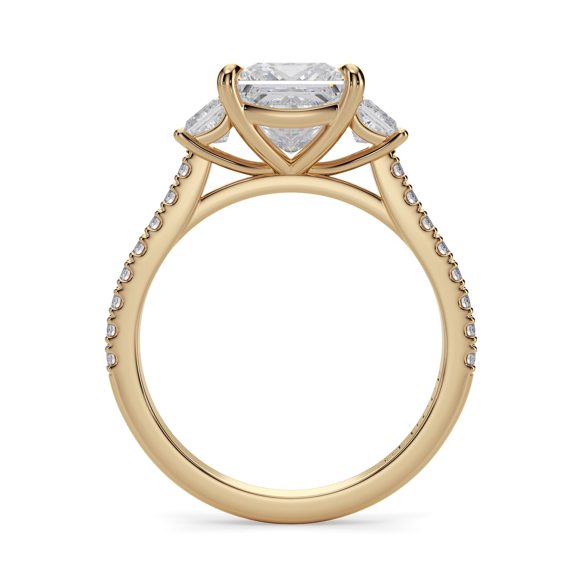 Load image into Gallery viewer, LUCCE Pavé Cathedral Three Stone Princess Diamond Engagement Ring in Gold or Platinum
