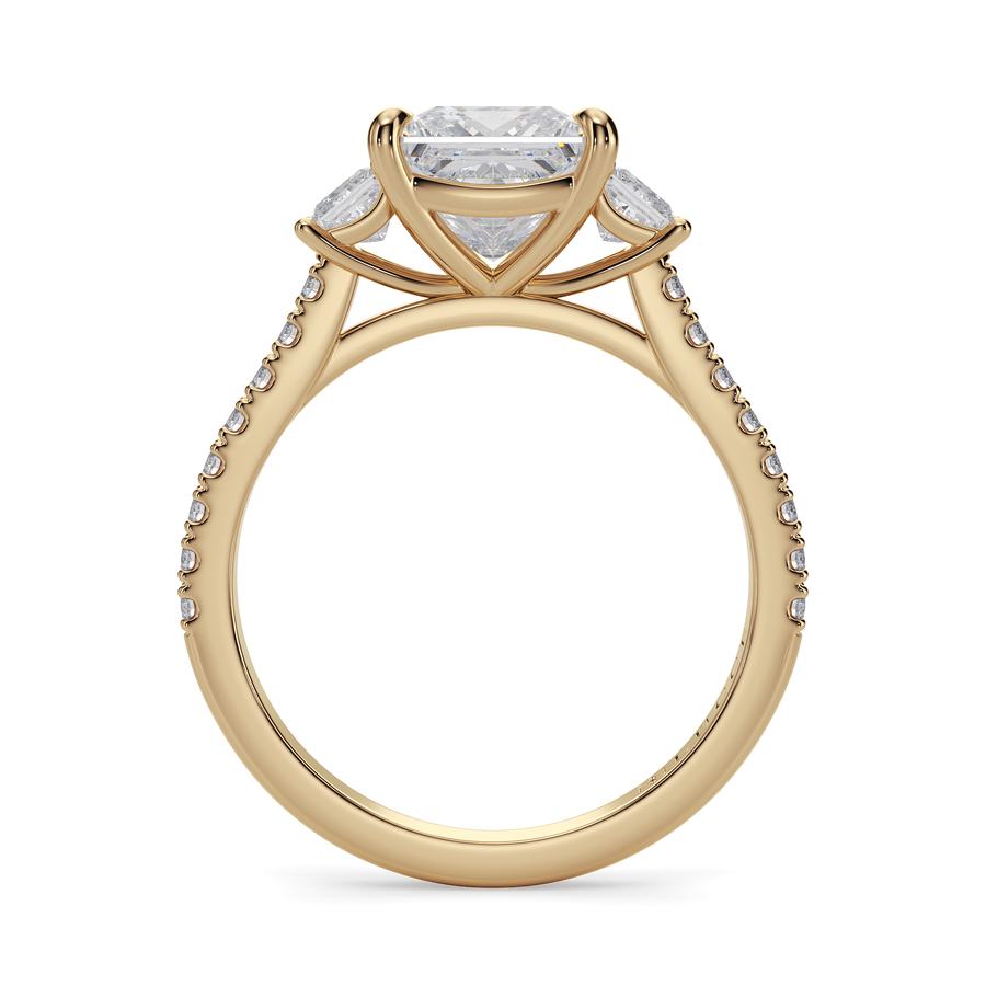 Load image into Gallery viewer, LUCCE Pavé Cathedral Three Stone Princess Diamond Engagement Ring in Gold or Platinum
