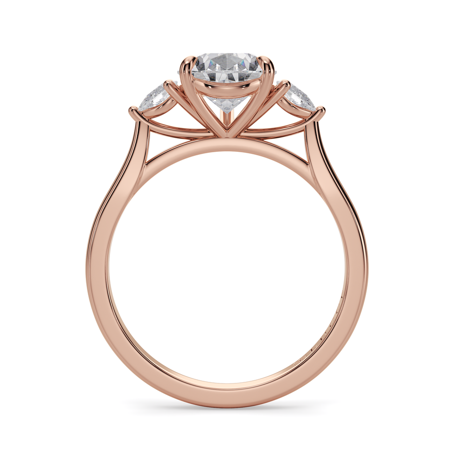 Load image into Gallery viewer, LUCCE Cathedral Three Stone Pear Diamond Engagement Ring in Gold or Platinum
