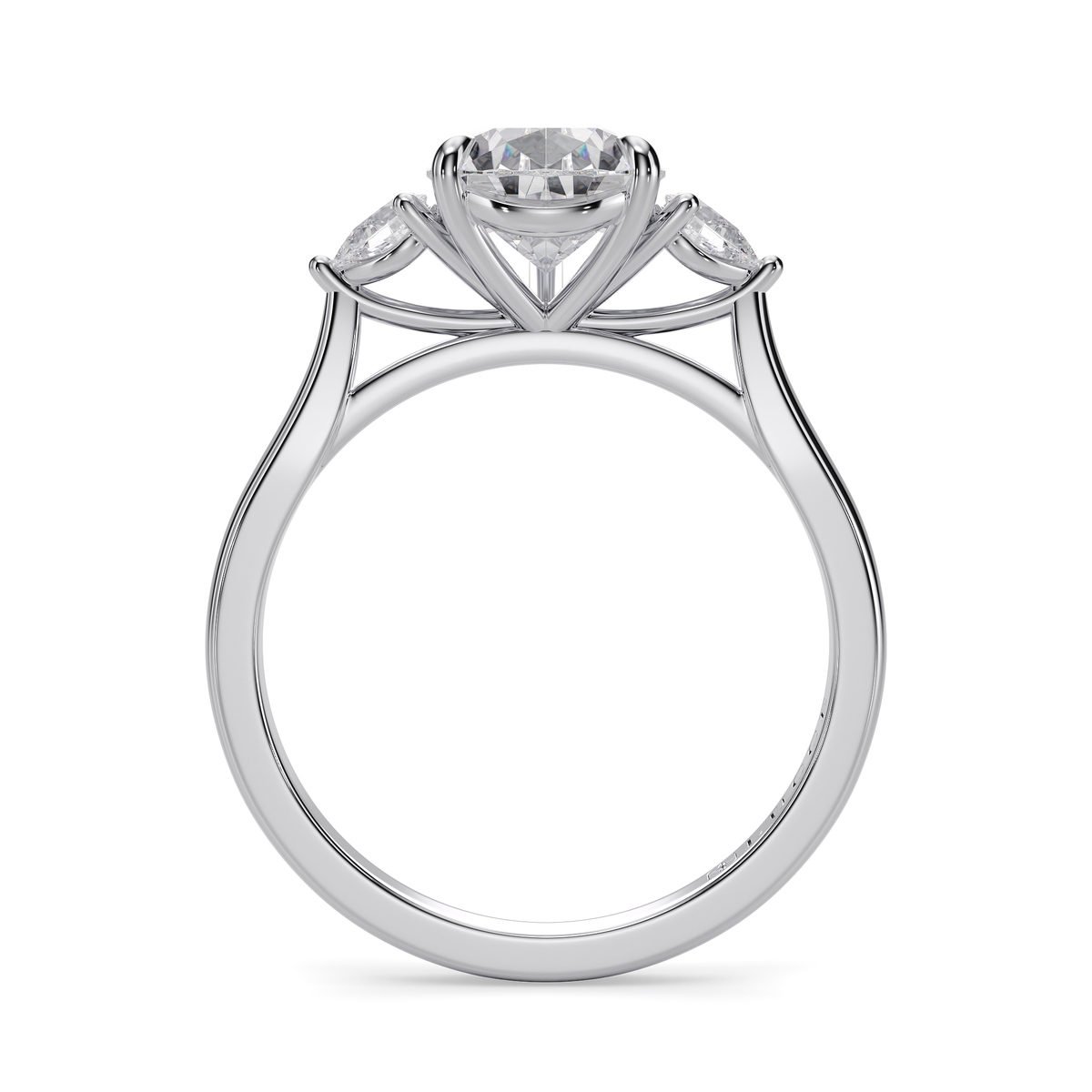 Load image into Gallery viewer, LUCCE Cathedral Three Stone Pear Diamond Engagement Ring in Gold or Platinum
