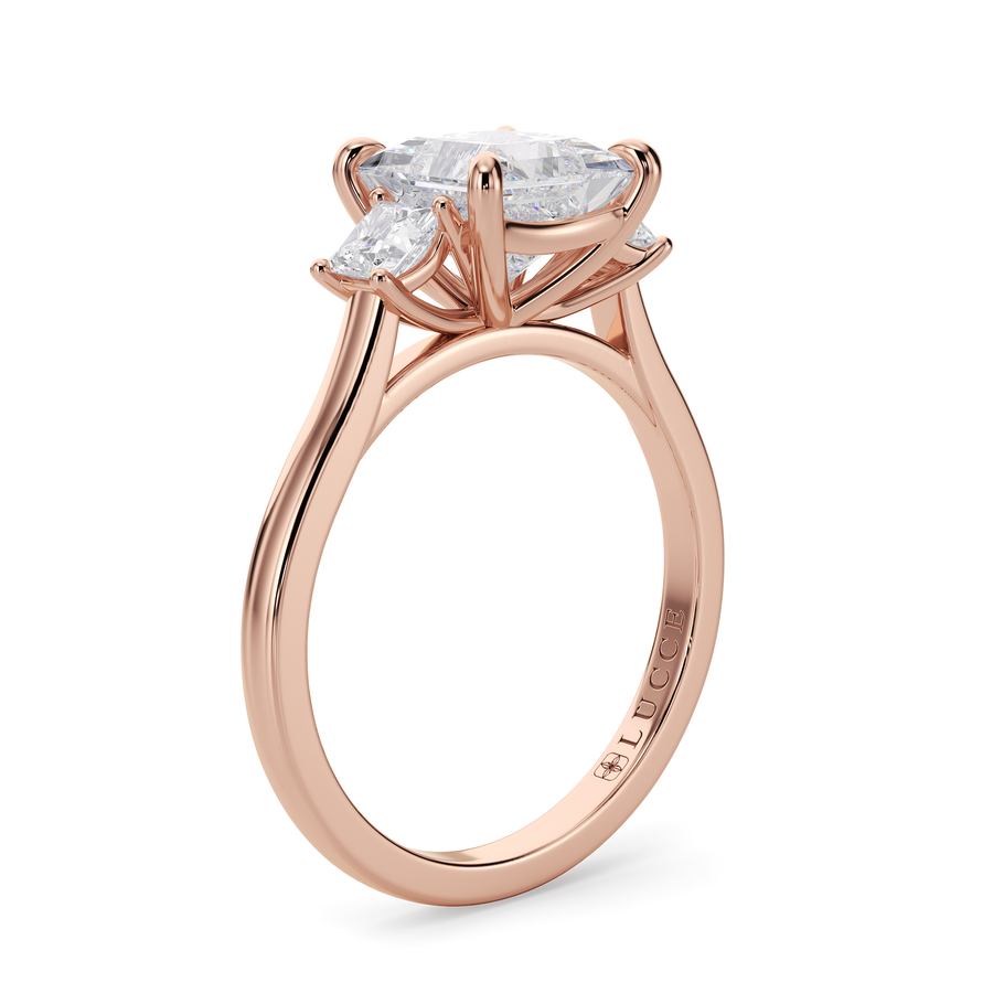 Load image into Gallery viewer, LUCCE Cathedral Three Stone Princess Diamond Engagement Ring in Gold or Platinum
