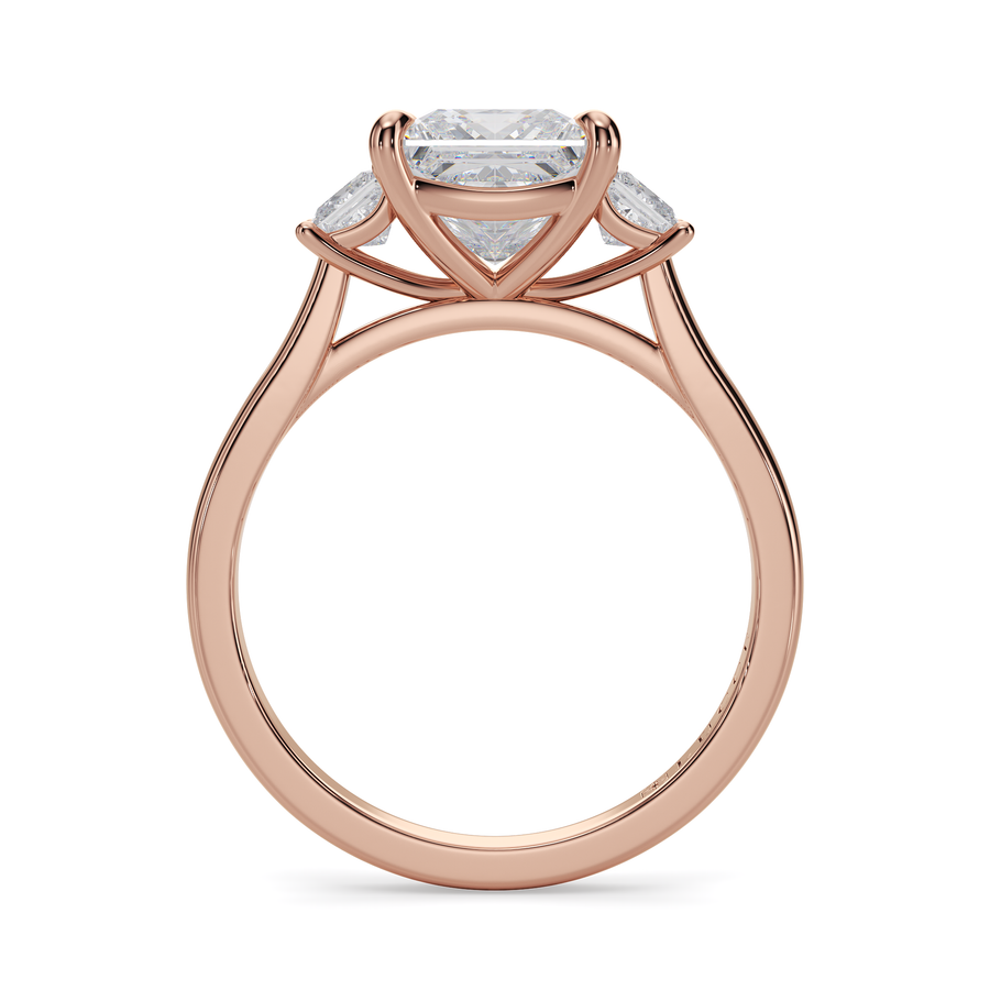 Load image into Gallery viewer, LUCCE Cathedral Three Stone Princess Diamond Engagement Ring in Gold or Platinum
