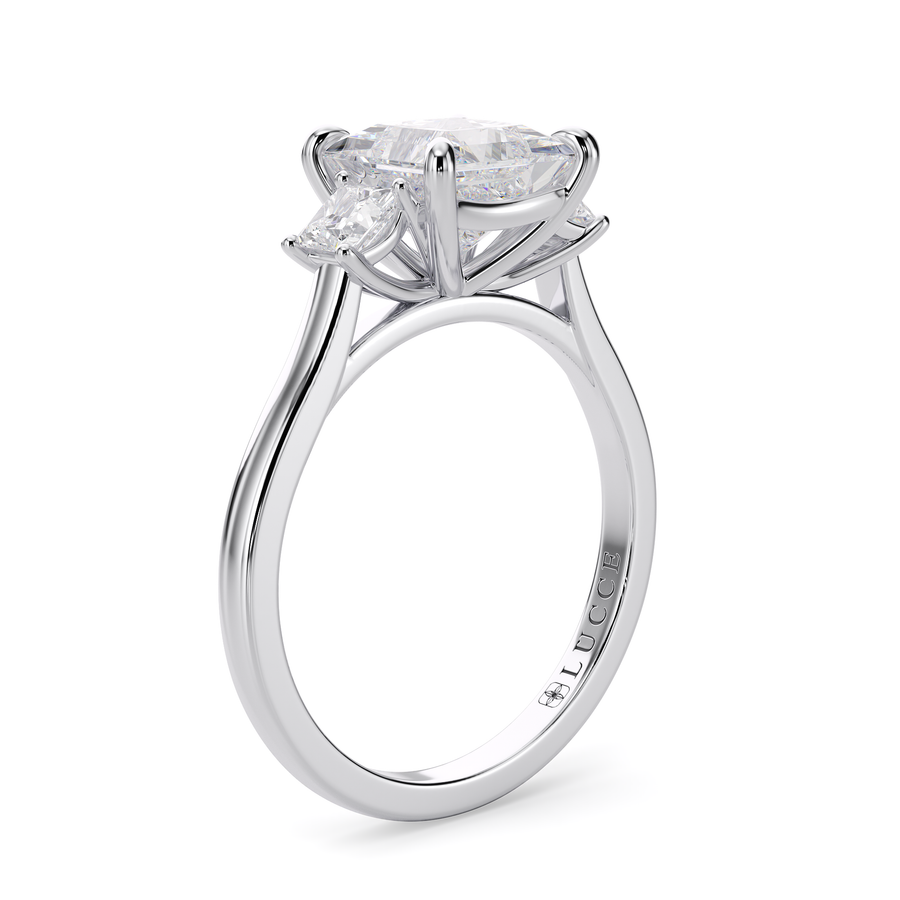 Load image into Gallery viewer, LUCCE Cathedral Three Stone Princess Diamond Engagement Ring in Gold or Platinum
