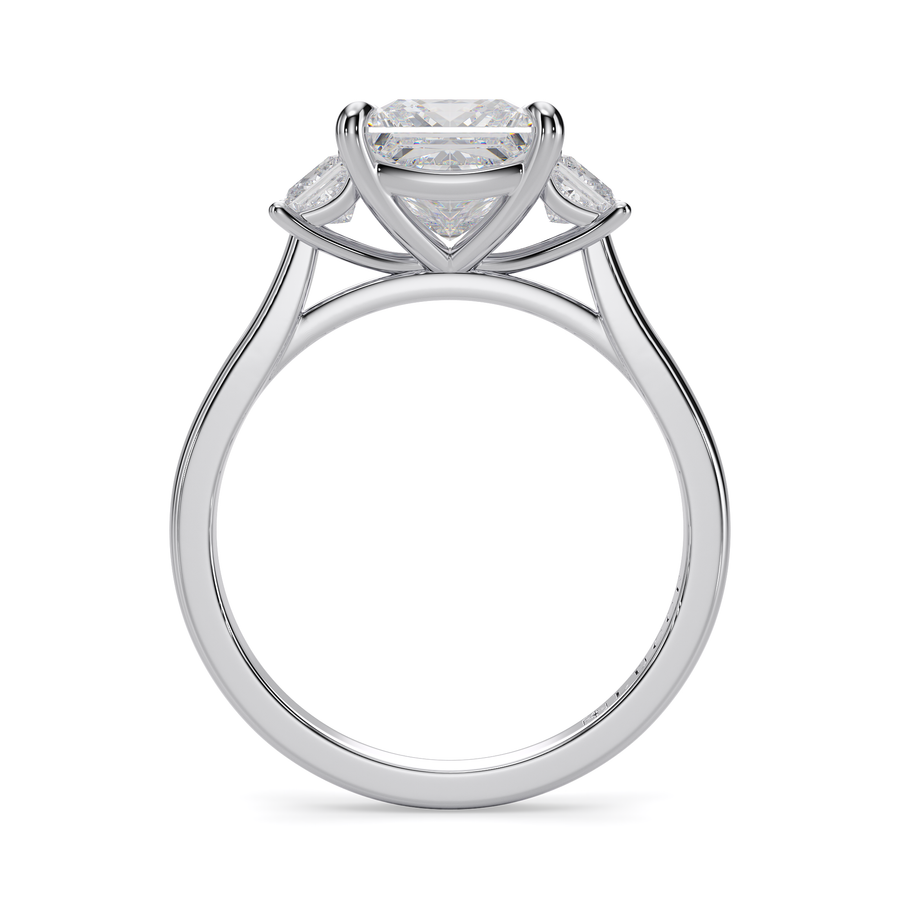 Load image into Gallery viewer, LUCCE Cathedral Three Stone Princess Diamond Engagement Ring in Gold or Platinum
