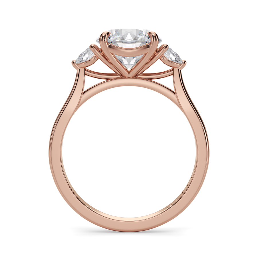 Load image into Gallery viewer, LUCCE Cathedral Three Stone Round Diamond Engagement Ring in Gold or Platinum
