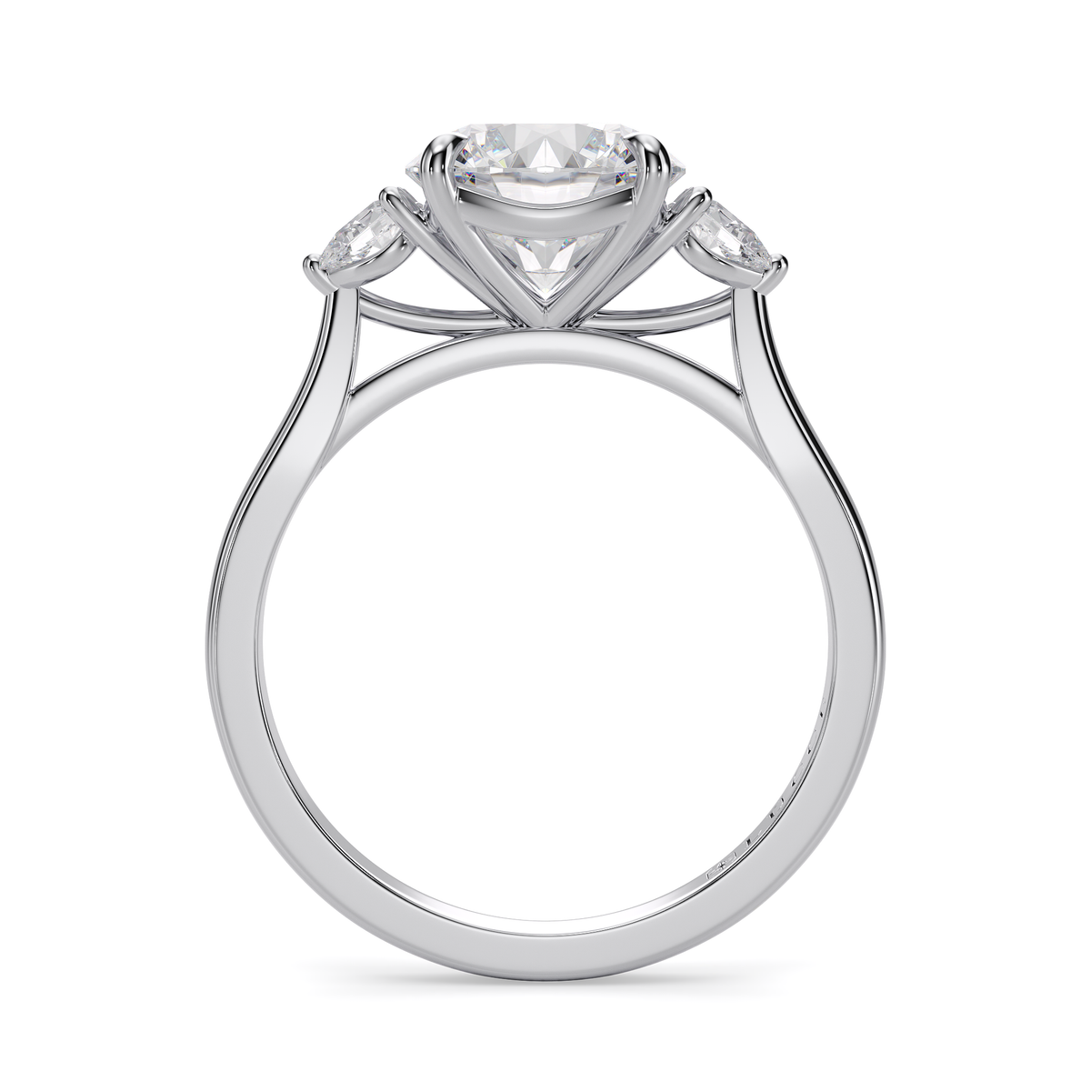 Load image into Gallery viewer, LUCCE Cathedral Three Stone Round Diamond Engagement Ring in Gold or Platinum
