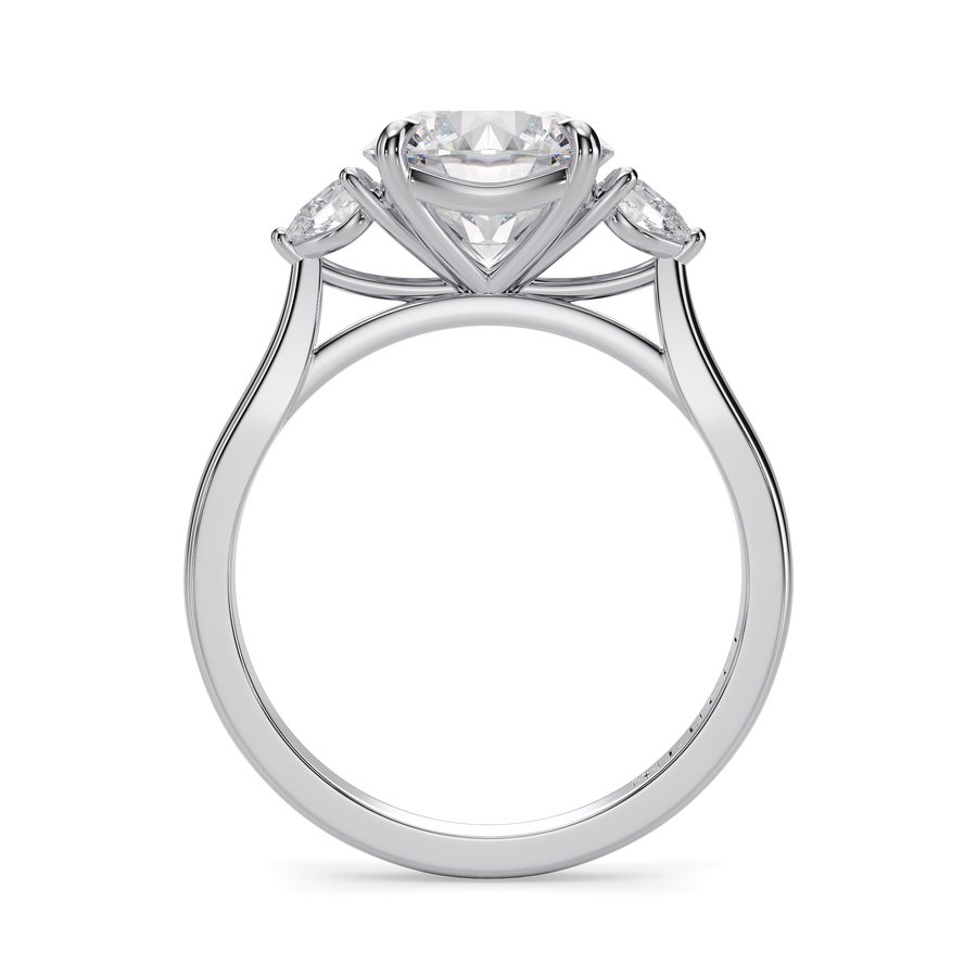 Load image into Gallery viewer, LUCCE Cathedral Three Stone Round Diamond Engagement Ring in Gold or Platinum
