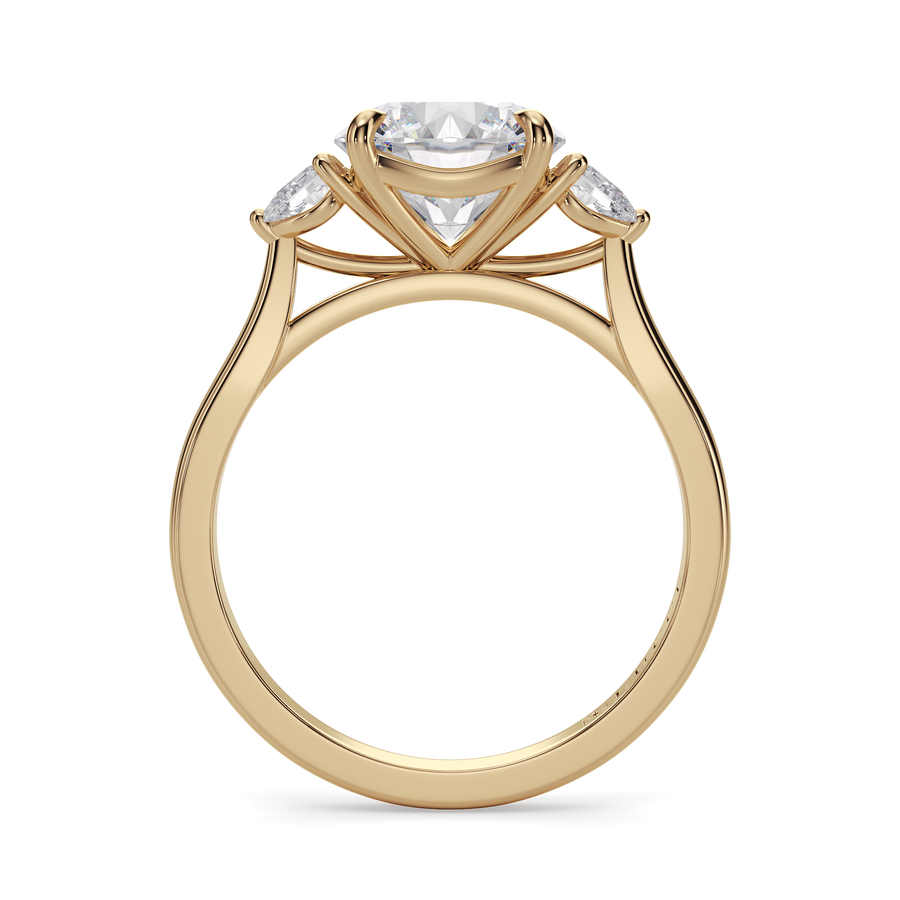 Load image into Gallery viewer, LUCCE Cathedral Three Stone Round Diamond Engagement Ring in Gold or Platinum
