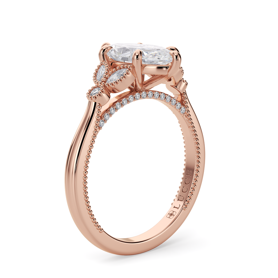 Load image into Gallery viewer, LUCCE Milgrain Cluster Marquise Diamond with Hidden Accents Engagement Ring in Gold or Platinum
