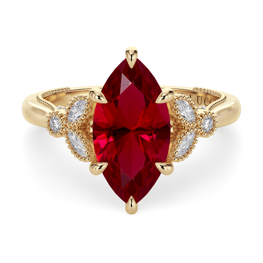 Load image into Gallery viewer, LUCCE STELLA™ Marquise AURORA™ Red Ruby 2.00ct 14K Yellow Gold
