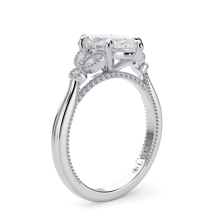 Load image into Gallery viewer, LUCCE Milgrain Cluster Marquise Diamond with Hidden Accents Engagement Ring in Gold or Platinum
